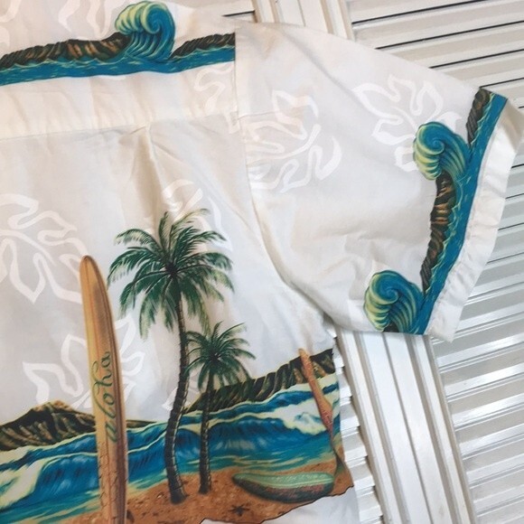 Favant men Hawaiian shirt Mamoth Pe'ahi Jaws Wave Surfboard 100% cotton large - Picture 8 of 10